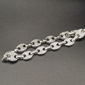 Silver Pavé Link Bracelet with Crystal Accents